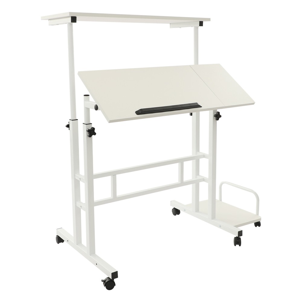 White Computer Desk, Multi Functional Foldable Desk, Adjustable Computer Table
