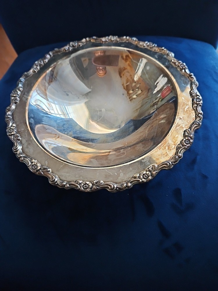Vintage Silver Candy Dish, tarnished 7.5" Diameter
