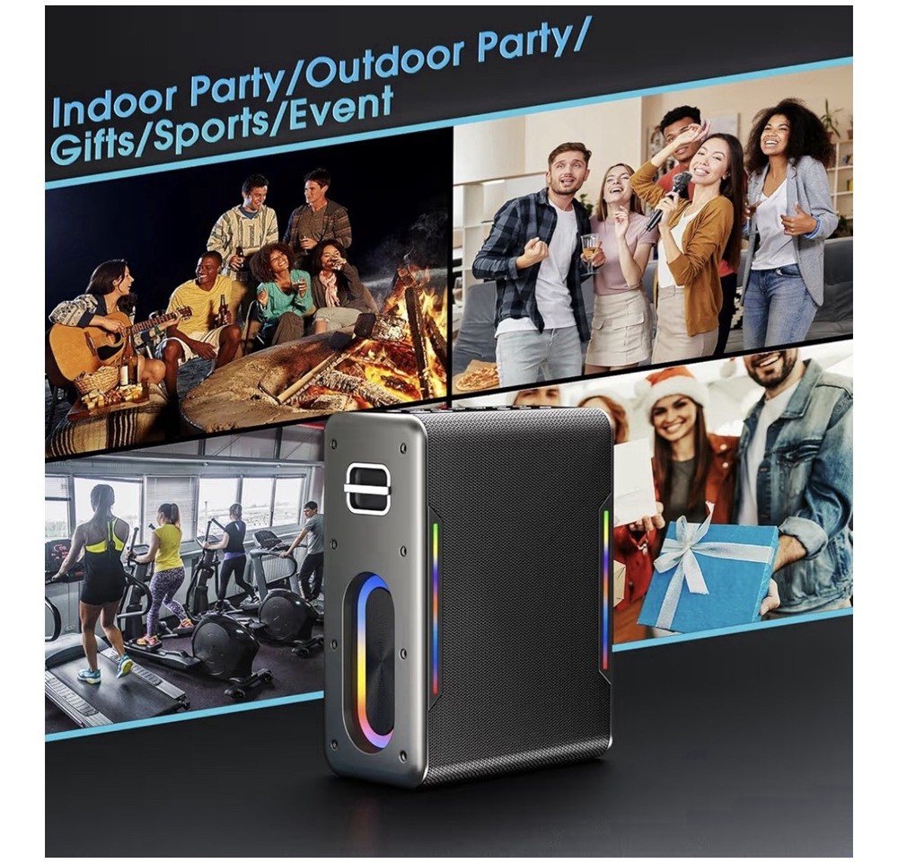 Karaoke Machine with Two Wireless Microphones, Powerful Portable Bluetooth...