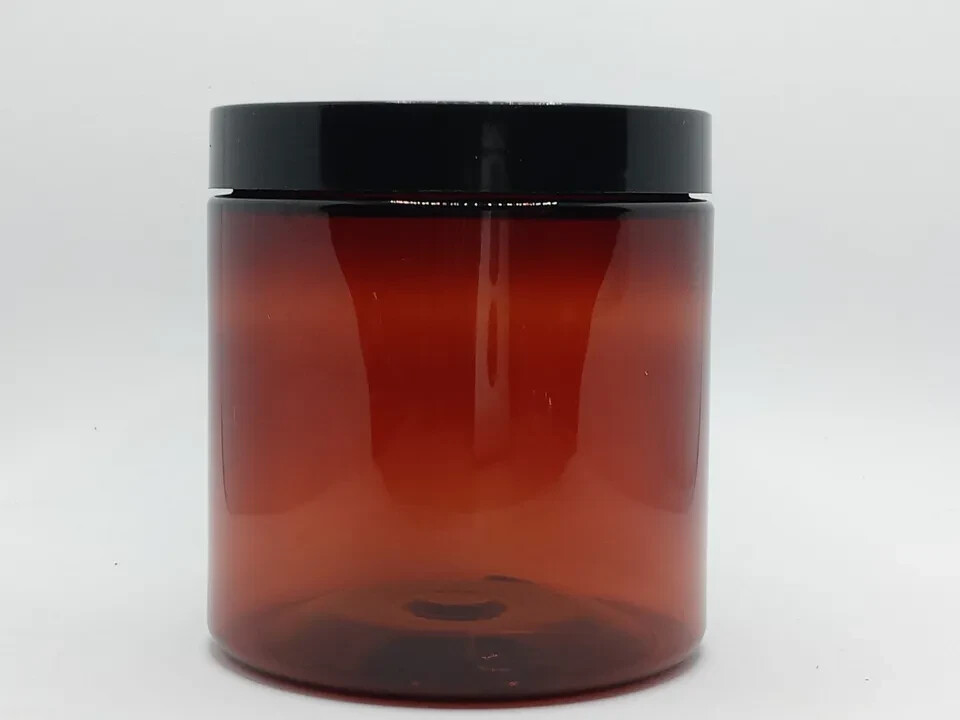 4oz Amber Plastic Jars with Lid and Free Pressure Seals (20 Pack)