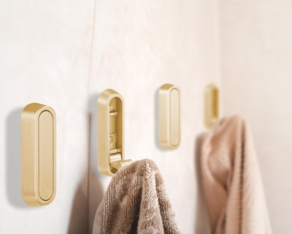 4 PCS Foldable Gold Wall Hooks Folding Coat Hook Towel Hooks Folding Wall Hoo...