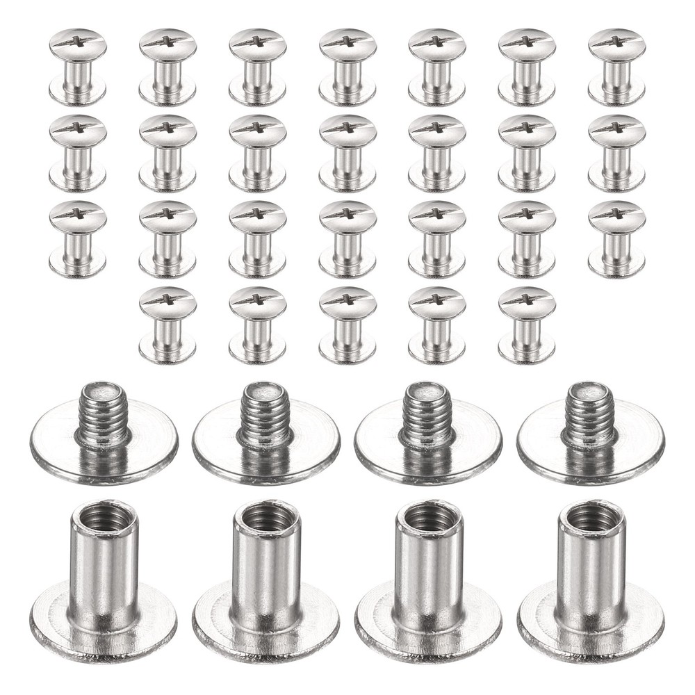 30set Phillips Chicago Screw M3x7mm Binding Post Screw, Silver