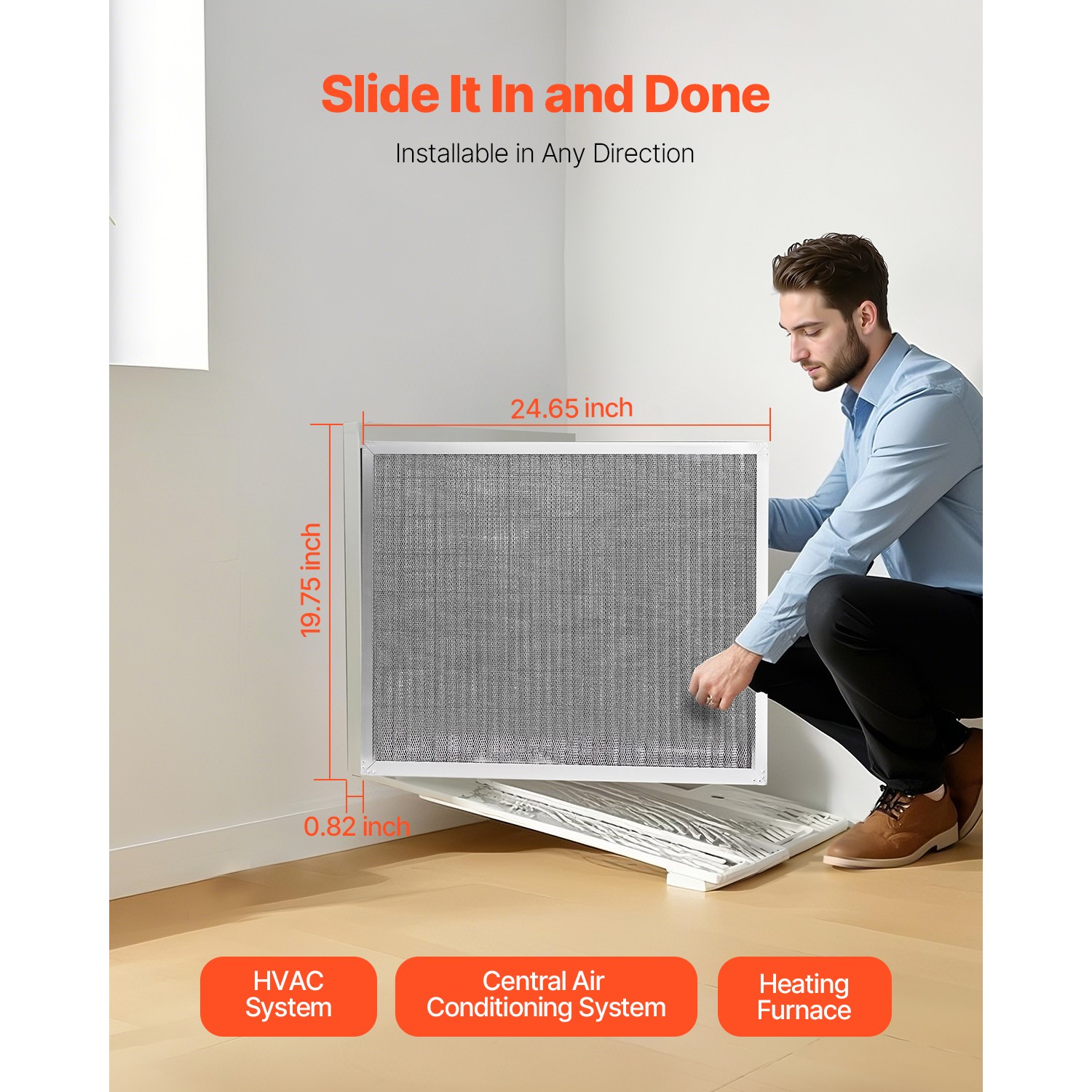 Permanent Washable Electrostatic Furnace AC Air Filter MERV 8 20x25"