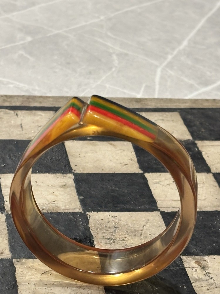 2. Signed Dombek Apple Juice Bakelite Philly Style Bangle