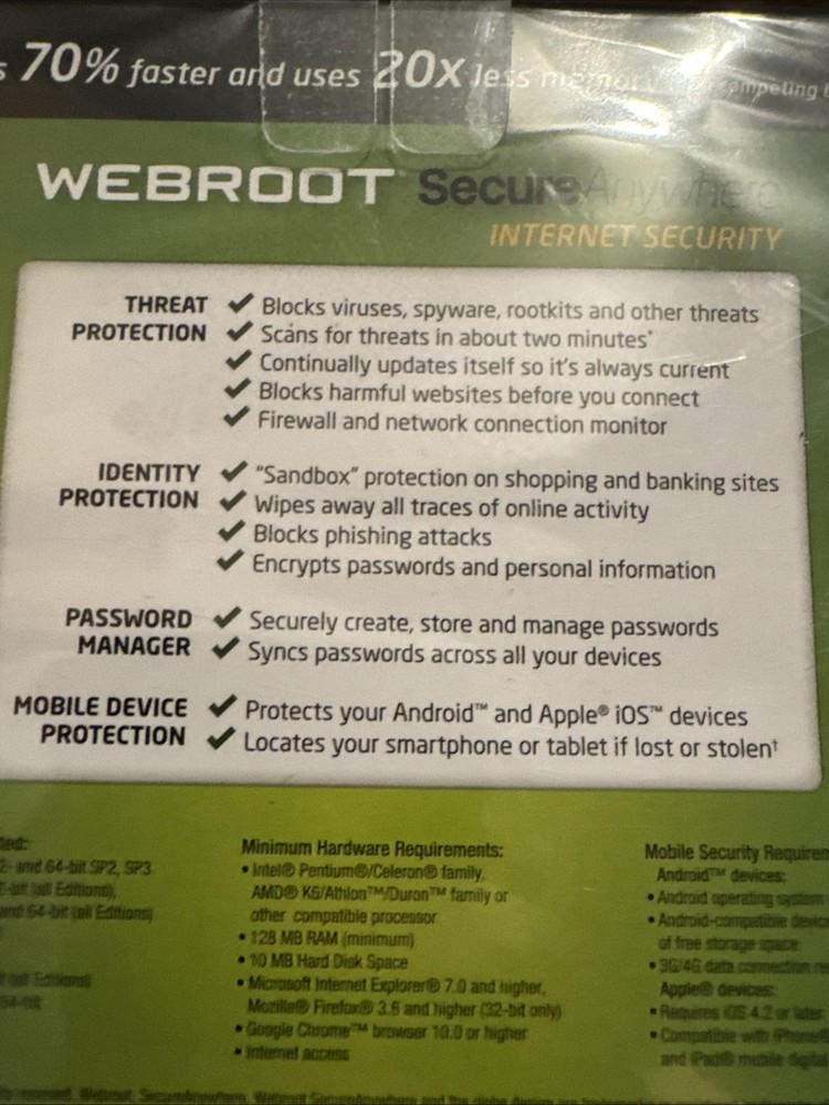 Webroot Software Secure Anywhere Internet Security Plus 2013 for PC / Mac