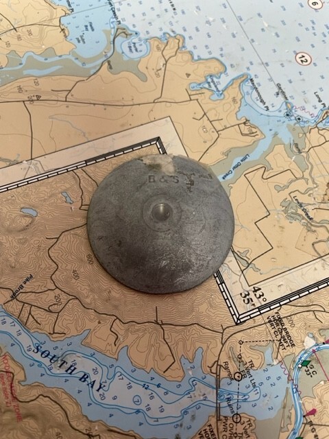 B&S #BSM2RB Zinc Rudder Button 2" - Missing Bolt