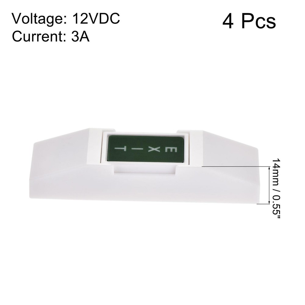 4pcs Push to Exit Button Release Switch PC Panel 12V 3A White 76mmx23mm