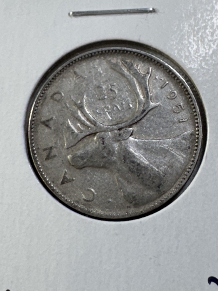 1951 Canada 25 Cents Silver Coin