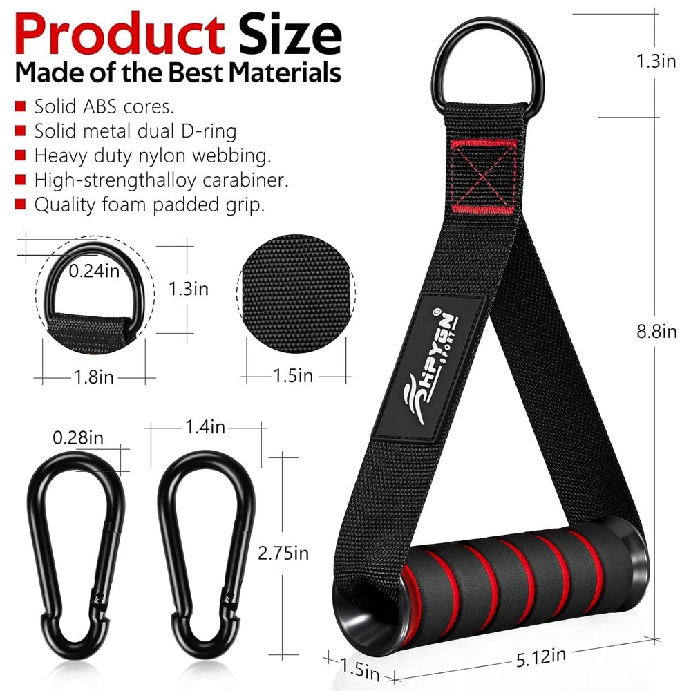 HPYGN Exercise Handles, Replacement Handles for Cable Machine, 1-Red