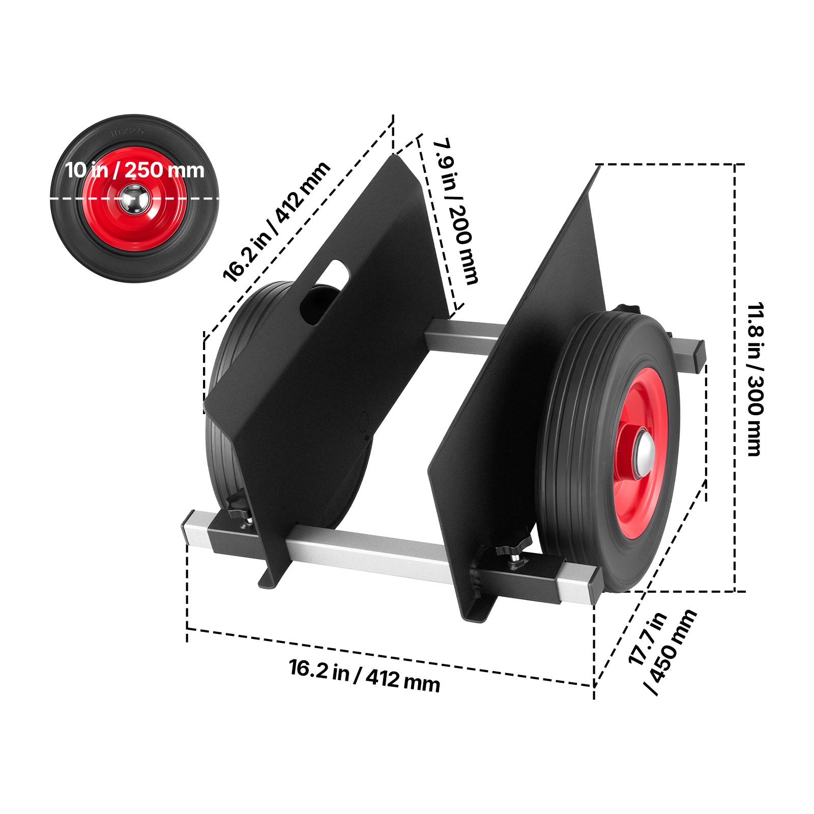 Uimoso Panel Dolly 1000 lbs Capacity 10“ Rubber Wheels Drywall Transport