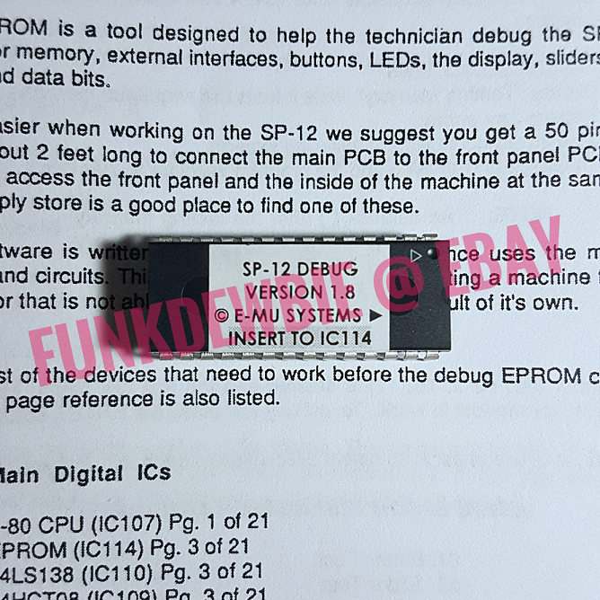 Emu SP12 v1.8 Debug Diagnostic Test Firmware EPROM KIT and reference guide SP-12