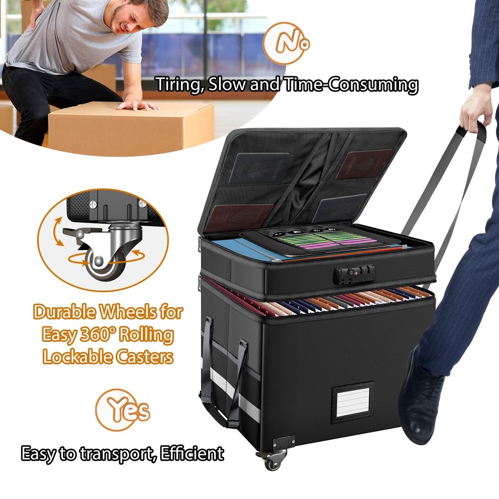 DocSafe File Box Set with Lock and Wheels