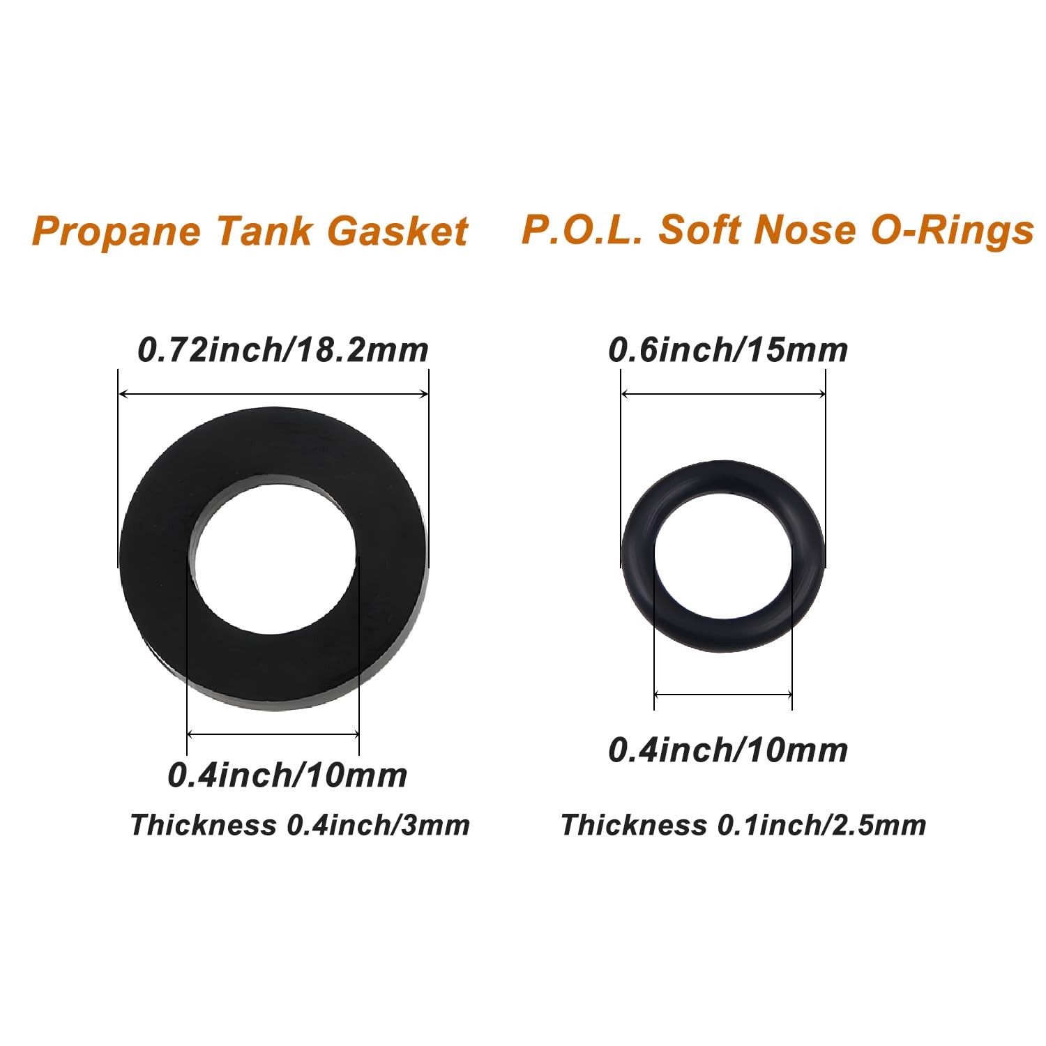 15Pcs Propane Tank Gasket and O-Rings for Soft Nose P.O.L. Black