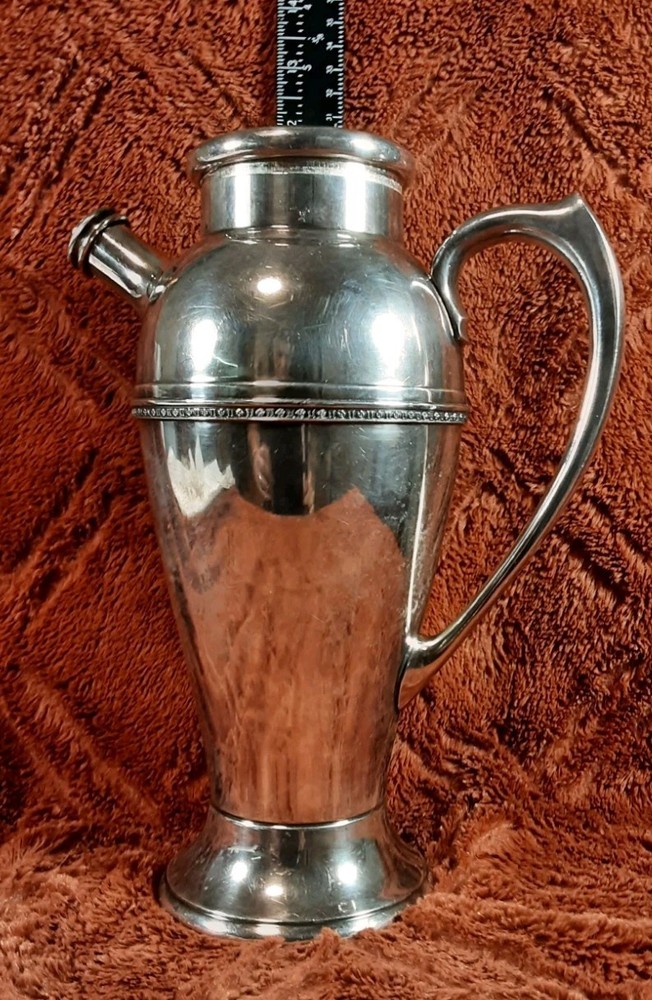 Antique Silver Plated Cocktail Pitcher Engraved