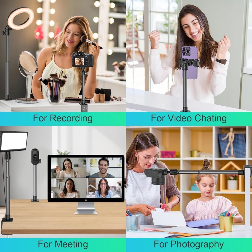 Camera Desk Mount Webcam Stand, Adjustable Table Camera Stand with 1/4" Screw...