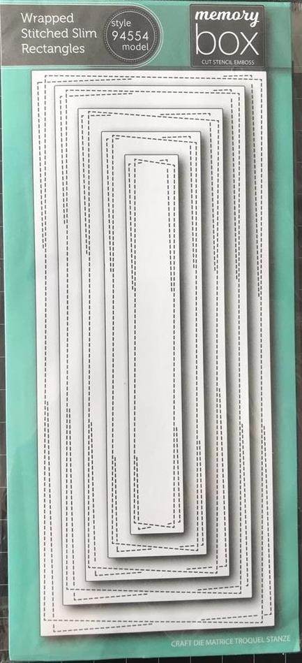 New MEMORY BOX 5 DIES WRAPPED STITCHED SLIM RECTANGLES SET