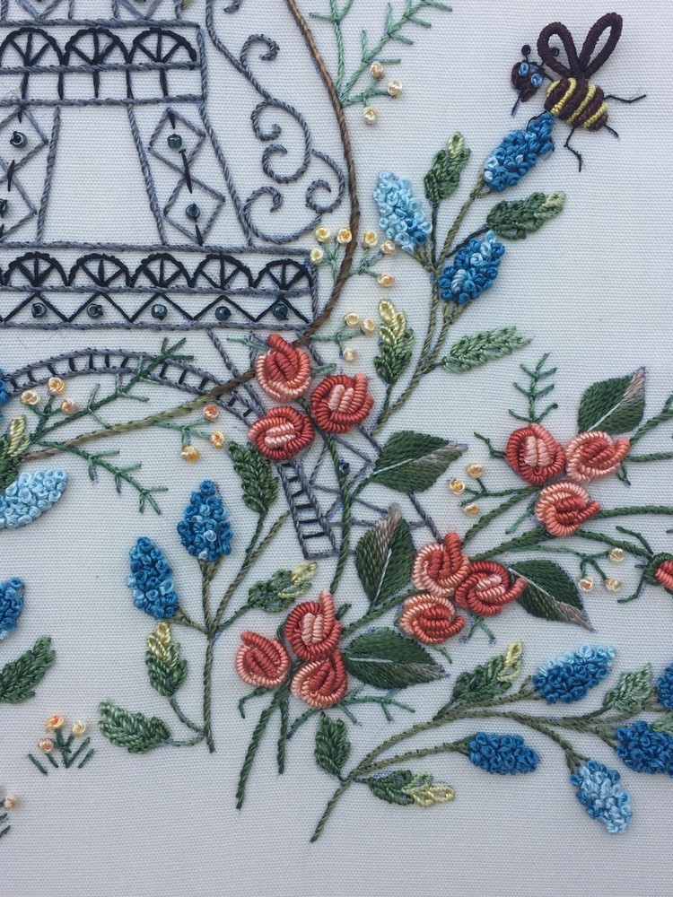 Lili - Springtime Eiffel Tower, an Advanced Brazilian Embroidery Pattern