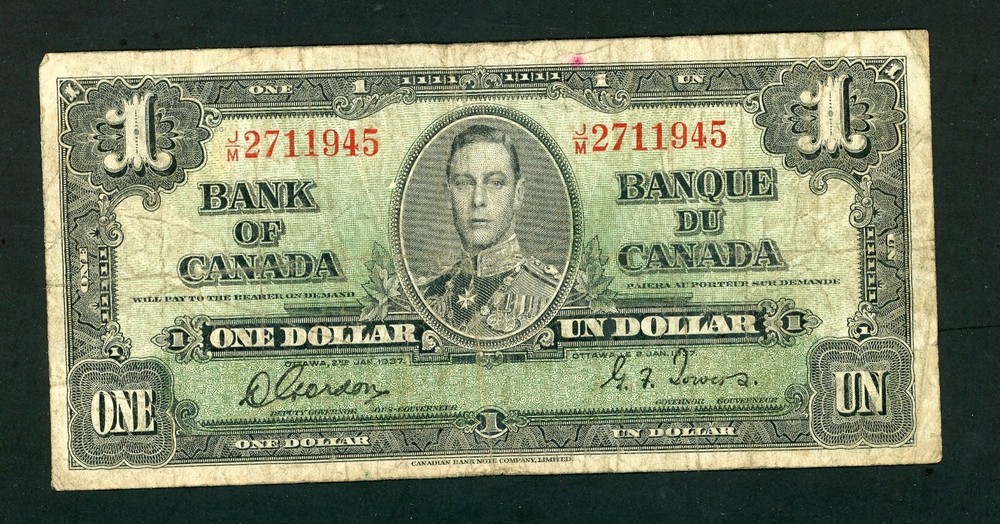 CANADA 1 DOLLAR 1937 P#58 AS SHOWN