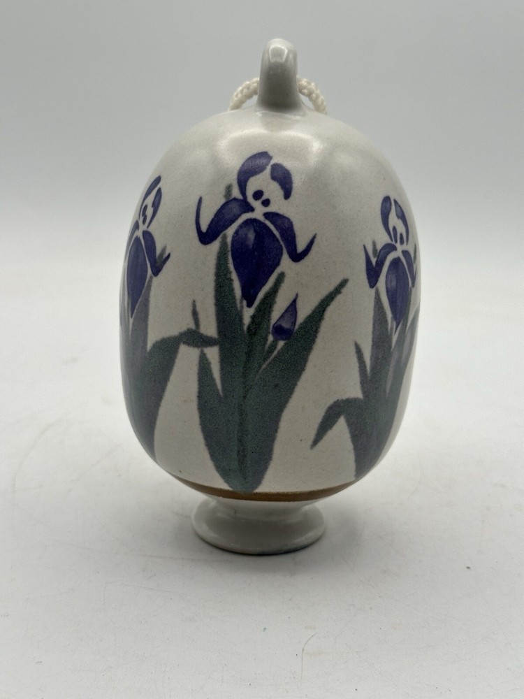 Stoneware Wasp Trap Hand Crafted Studio Pottery With Iris Flowers Signed