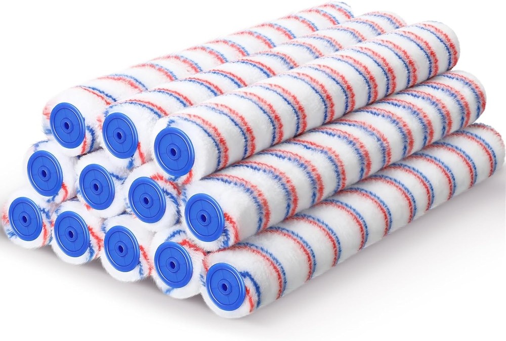 12 Pcs Paint Roller Covers Bulk Microfiber Refill Roller 18 Inch 1/2 Nap