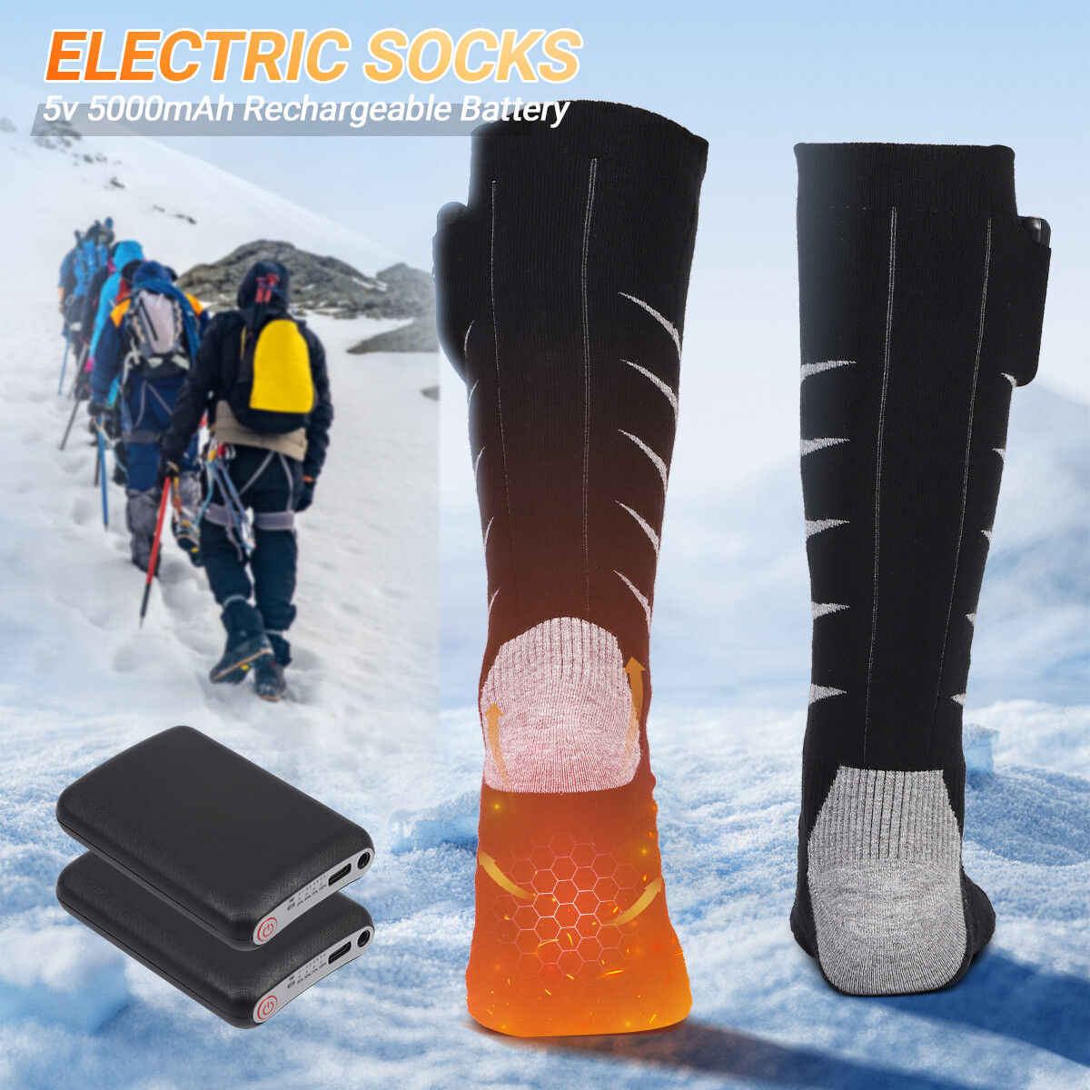 Electric Heated Socks Rechargeable Battery 5000mAh Men Women Winter Foot Warmer