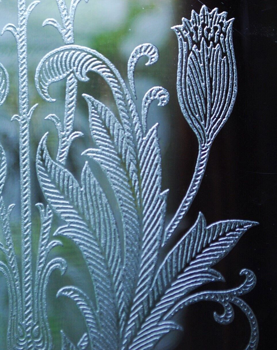 Set 2 TIFFIN FRANCISCAN Crystal Hurricane Lampshades FLANDERS CLEAR ETCH POPPIES