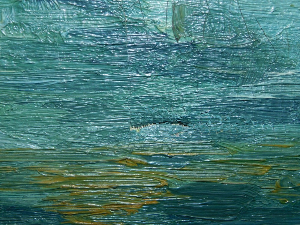 Impressionistische Landschaft mit Bach monogrammiert!