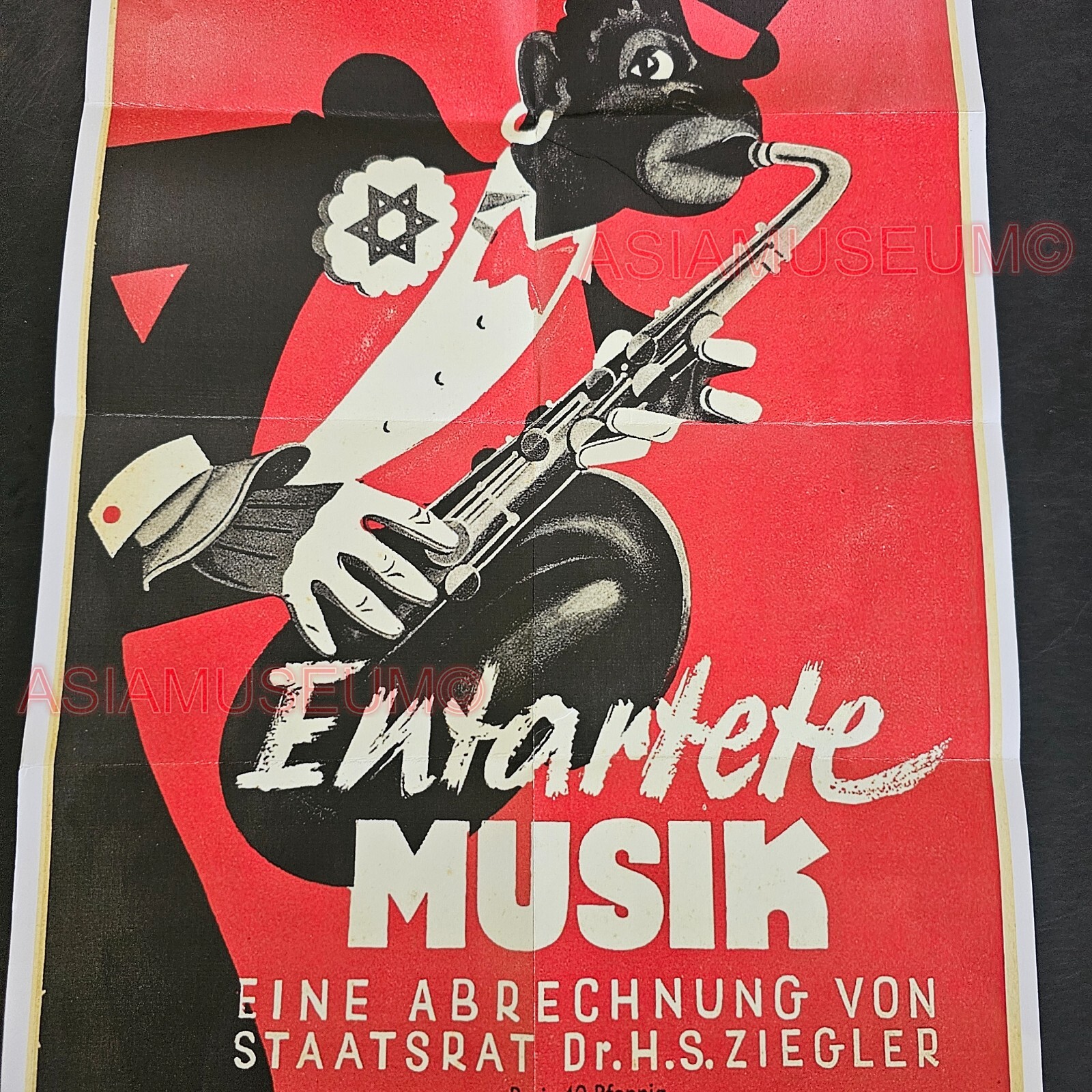 1944 WW2 USA AMERICA ENTARTETE MUSIC MONKEY SAXAPHONE WAR PROPAGANDA POSTER G137