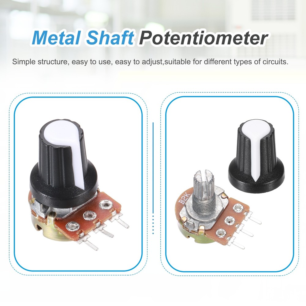 5Pcs WH-148 Potentiometer 3Pins B2K±20% Ohm Variable Resistor with 5 Knobs