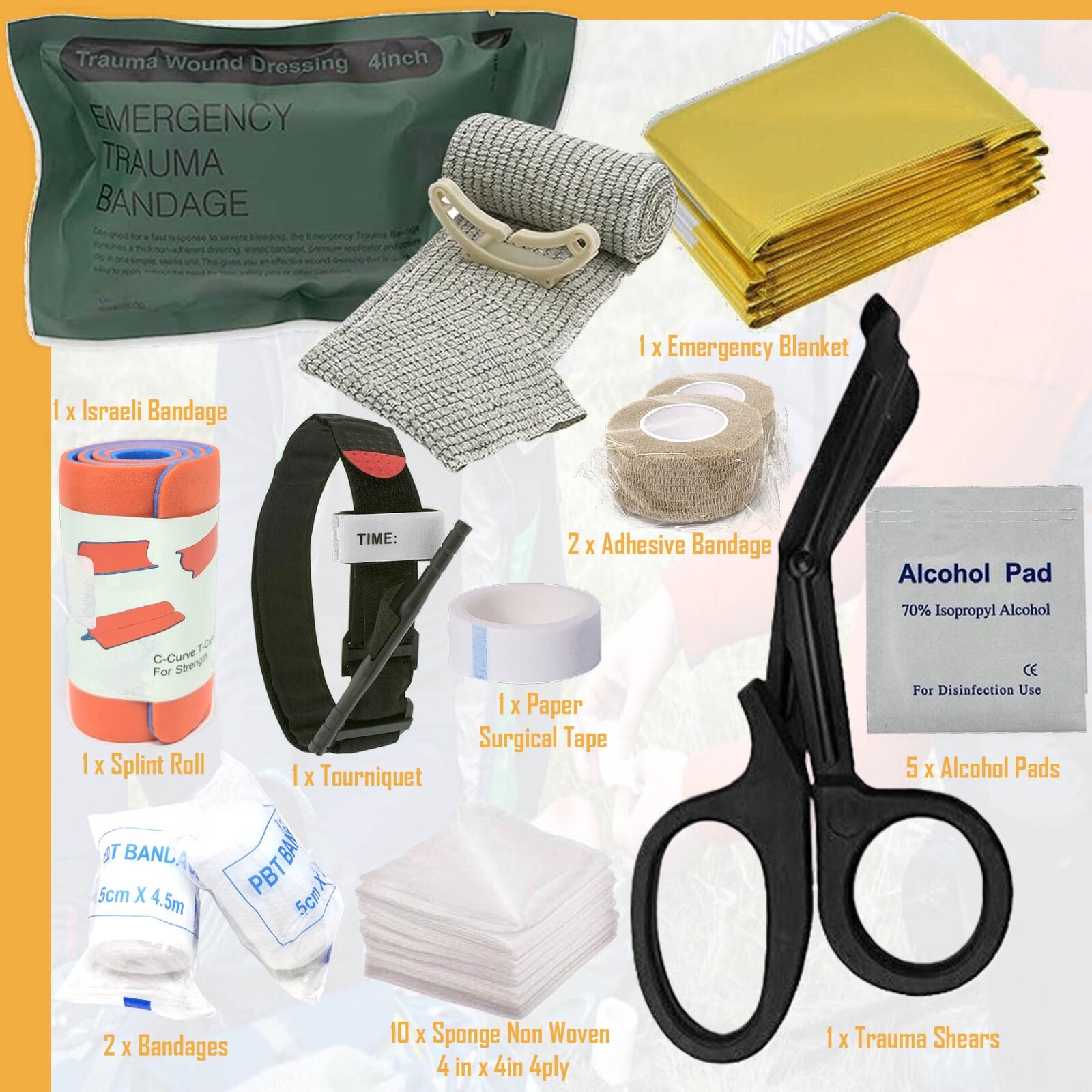 IFAK 25 Piece Refill Kit, First Aid Supplies New Stop The Bleed Emergency Kit