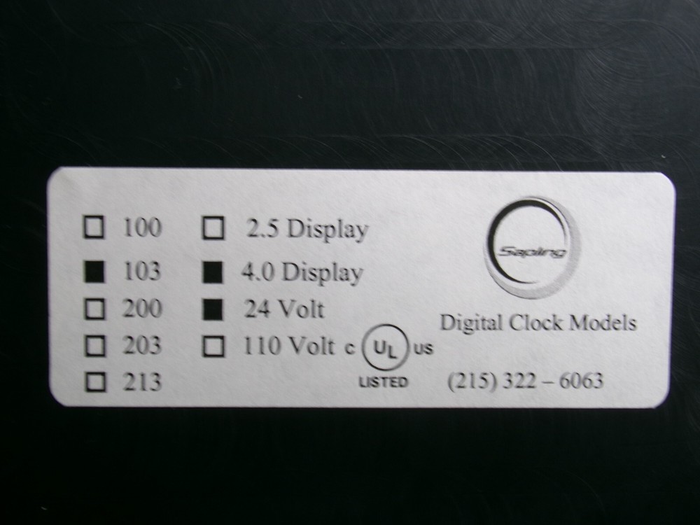SAPLING 103 DIGITAL CLOCK MODEL SBD-33F-404-4R