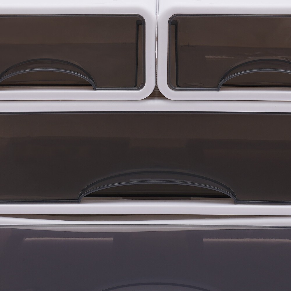 Office Storage Box with 4 Drawers Plastic Stackable Storage Drawers Organizer