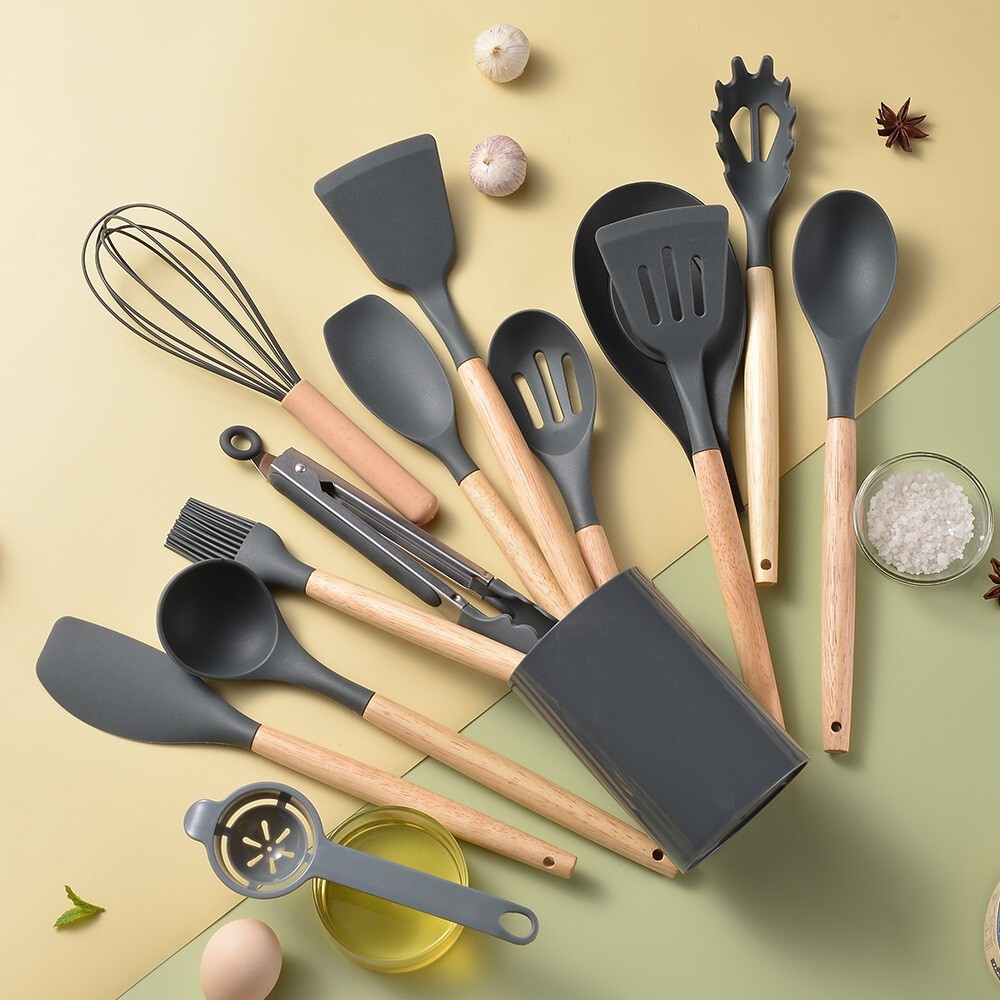 14 Pcs Silicone Cooking Utensil Kitchen Set Heat Resistant Nonstick Spatula Tool