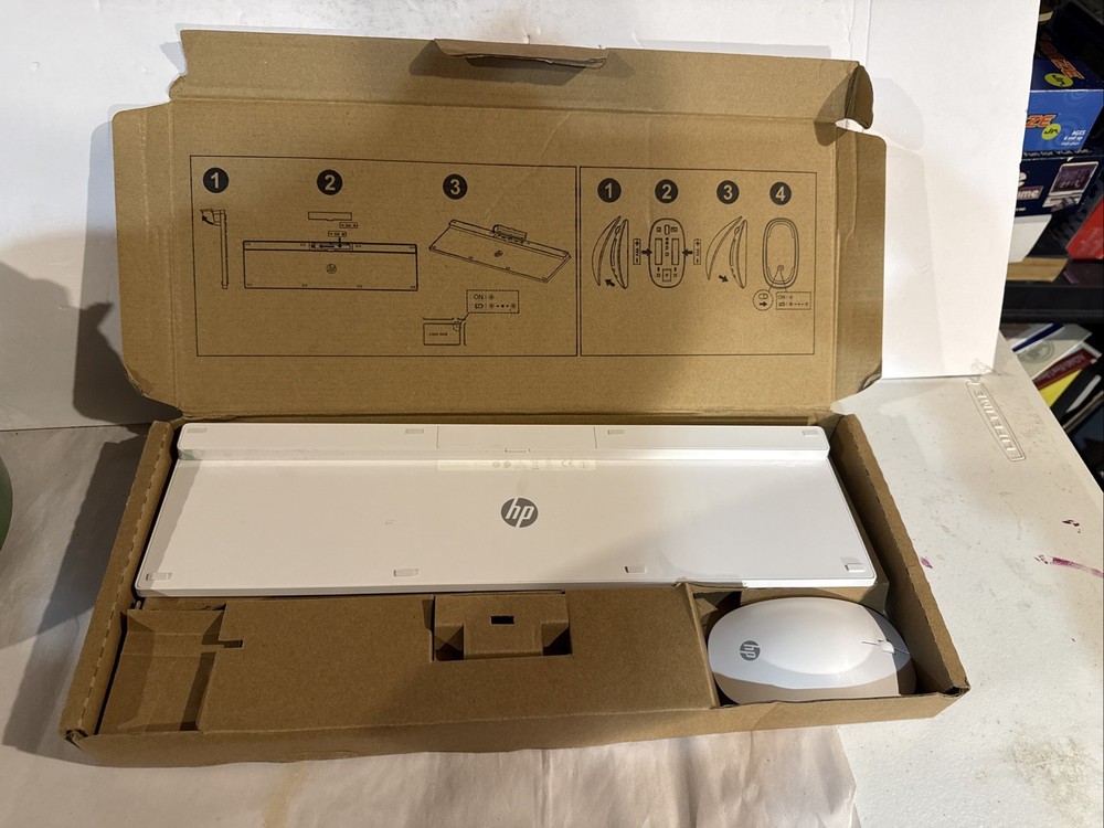 HP 710 White Wireless Keyboard Mouse Combo New