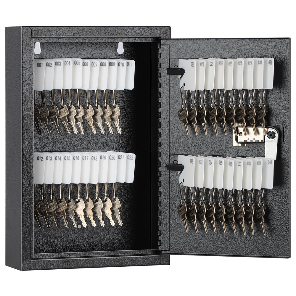 KYODOLED Locking Key Cabinet, 40 Key Storage Lock Box with Code, Key Box Wall...