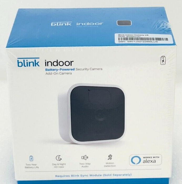 Blink Indoor Add-on Security Camera (Sync Module Required) BCM00410U, NEW