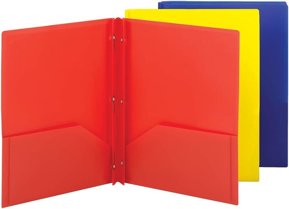 3 Count Polypropylene Two-Pocket Folder Set - Stylish & Water-Resistant Design