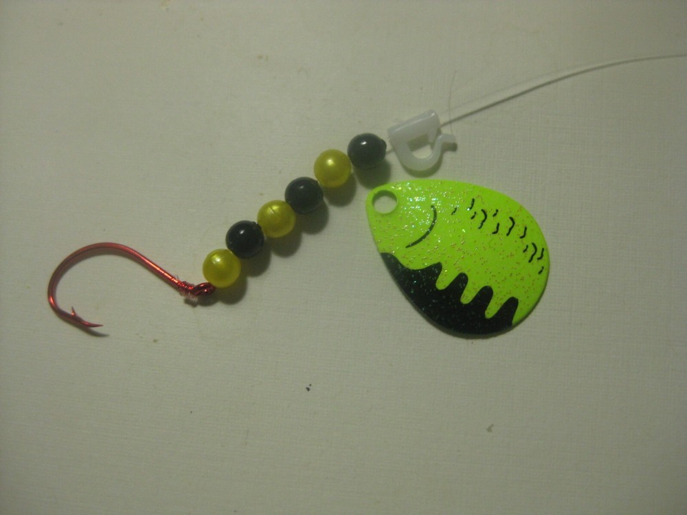 Walleye 1 Hook Spinner Rigs (Chartreuse Perch Crystal)