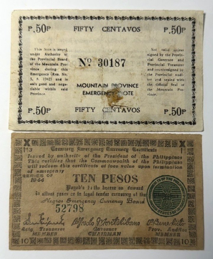 Philippines 1940s Emergency Circulating Banknote Set 2 Notes