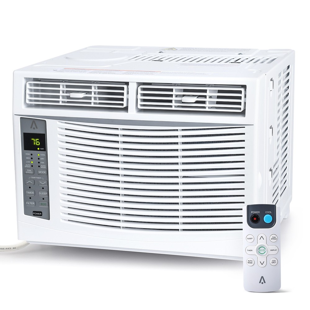Smart Window Air Conditioner 6000BTU AC Unit with Remote/App Control 3 Fan Speed