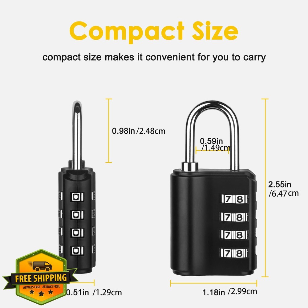Outdoor Combination Lock Set, 4-Digit Waterproof Padlock, 2 Pack