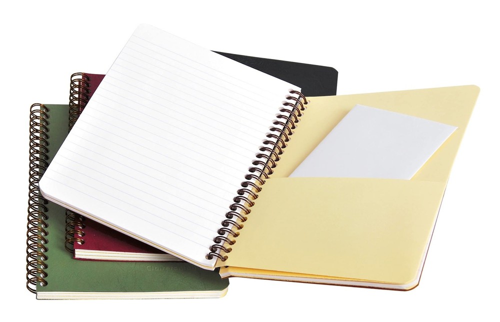 Clairefontaine Basic Wirebound Notebook w/ 3 pockets - Ruled 60 sheets - 6 x 8