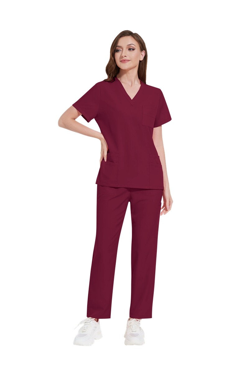 New Nurse Uniform Women Men Scrub Set V-Neck Top Straight Cargo Pants Summer