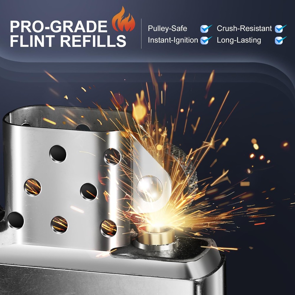 Lighter Flints 100 Pcs, Premium Flint Replacement Refills, Ideal, Gold