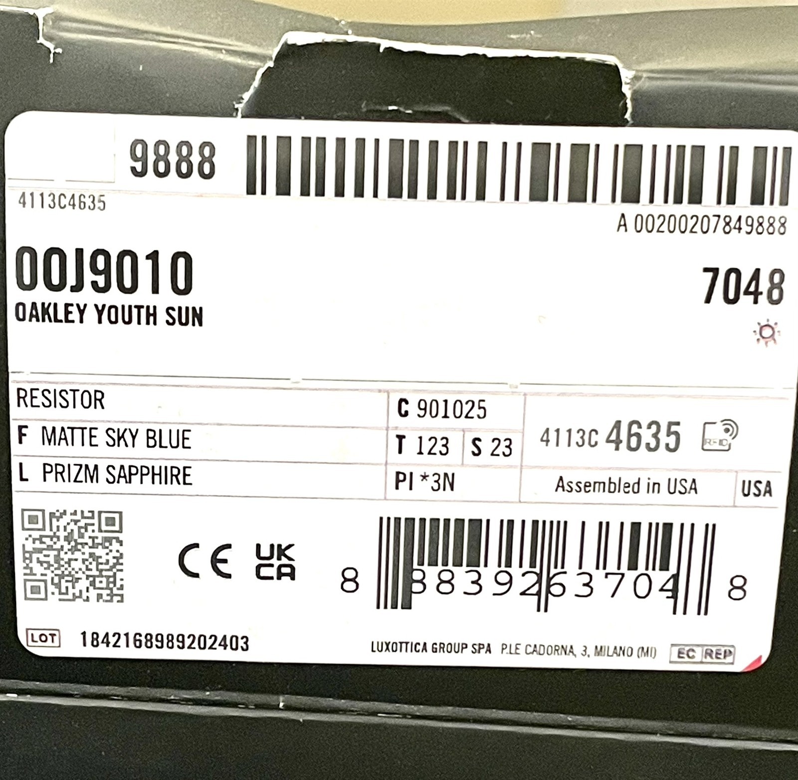 Oakley Youth Fit Sunglasses Resistor XS Matte Sky Blue OJ9010-2523 Kids Size