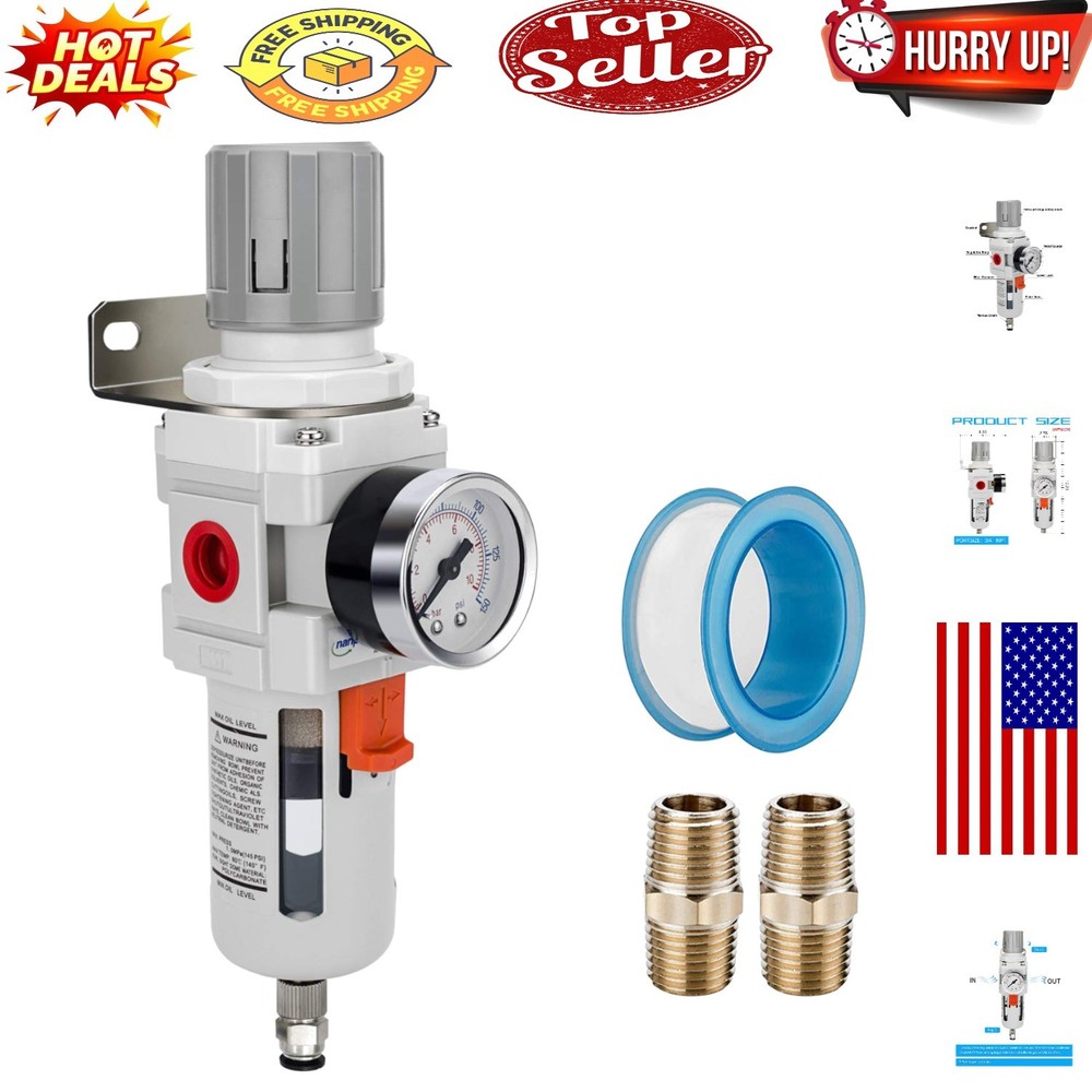 3/4" NPT Compressed Air Filter & Regulator Combo