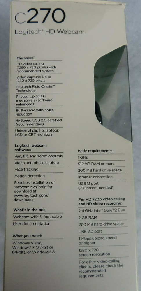NISB LOGITECH C270 HD WEBCAM HEADSET COMPUTER PC VIDEO CAMERA ZOOM SEALED