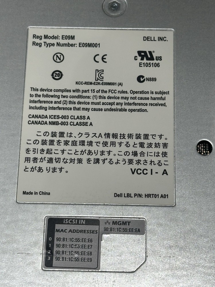 Pair of Dell EqualLogic Type 11 Control Modules - E09M001