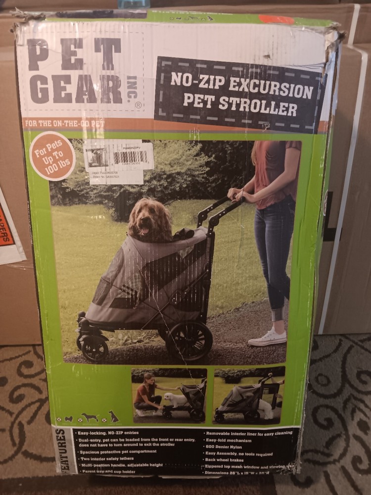 Pet Gear NO-Zip Excursion  4-Wheel Stroller Dual Entry Push Button