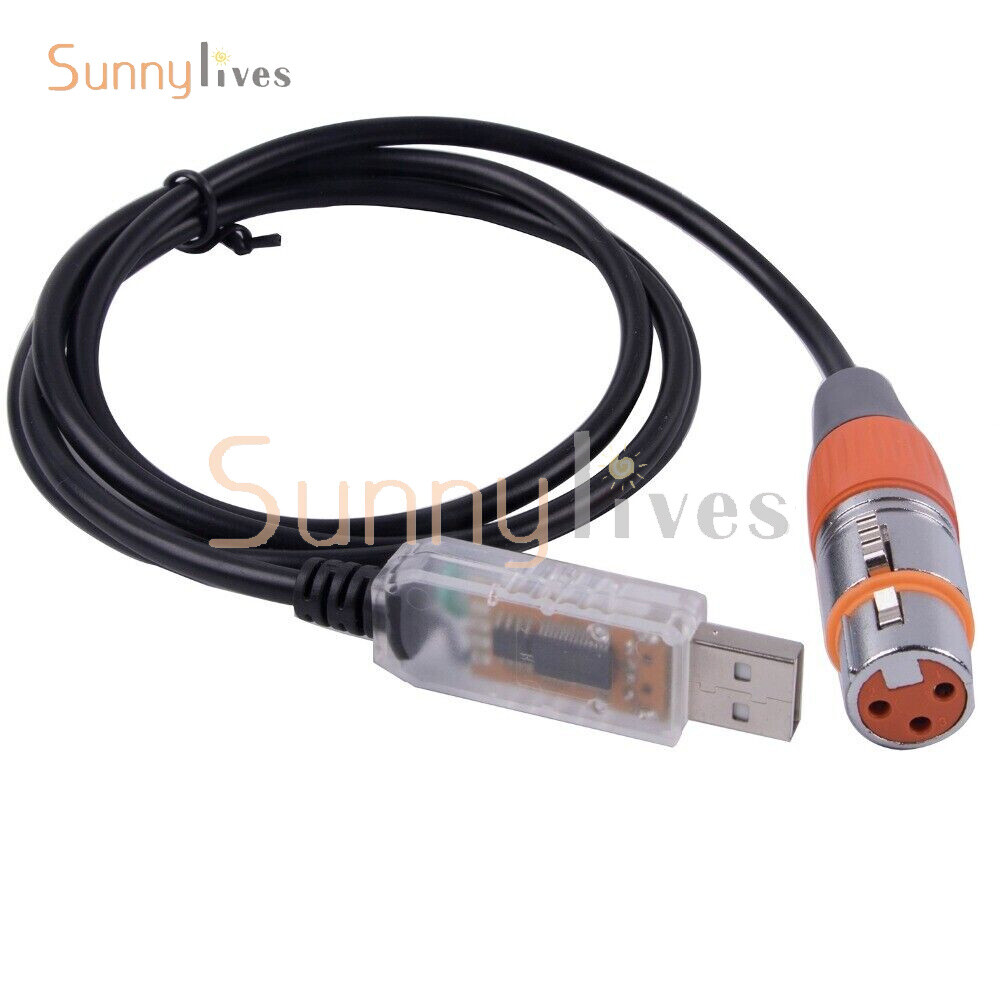 USB to DMX Interface Adapter Cable Stage Light PC DMX512 Controller Dimmer DMX.